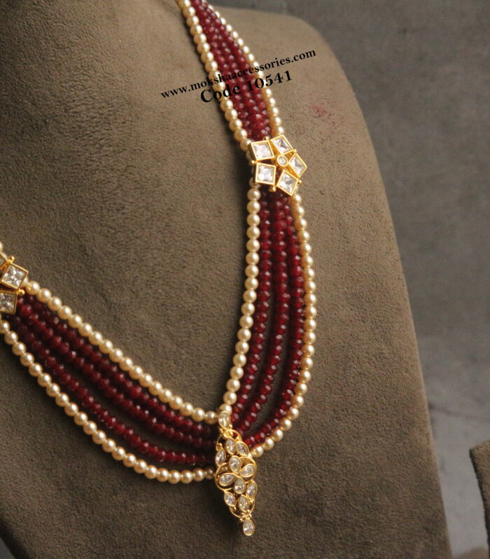 CZ pendants with ruby marroon beads and sarvoski pearls