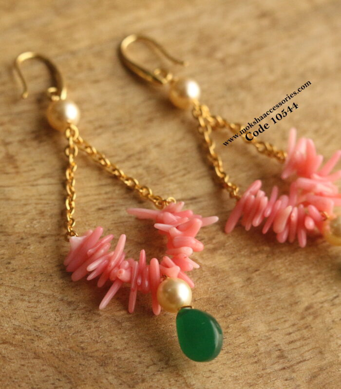Coral and pearl earrings