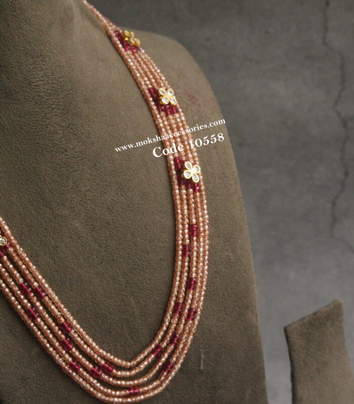 Real cz honey color beads with ruby and cz pendants