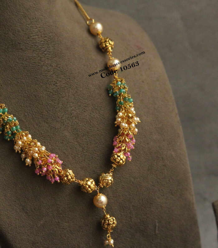 Multicolor CZ beads with sarvoski pearls and nakshi gold balls