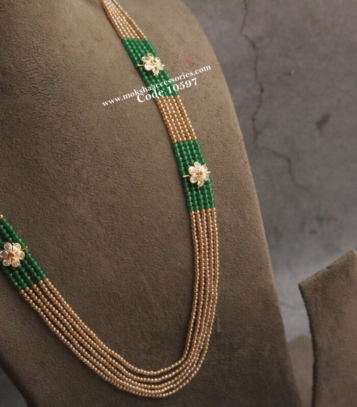 CZ pendants with green beads and onyx beads