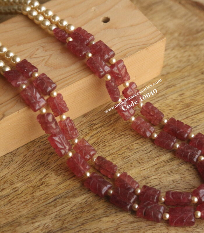 Natural carving beads with sarvoski pearls