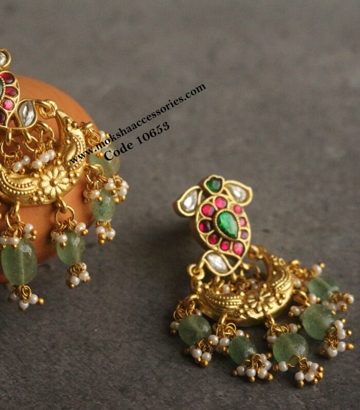 Jadaukundan chandbali earrings
