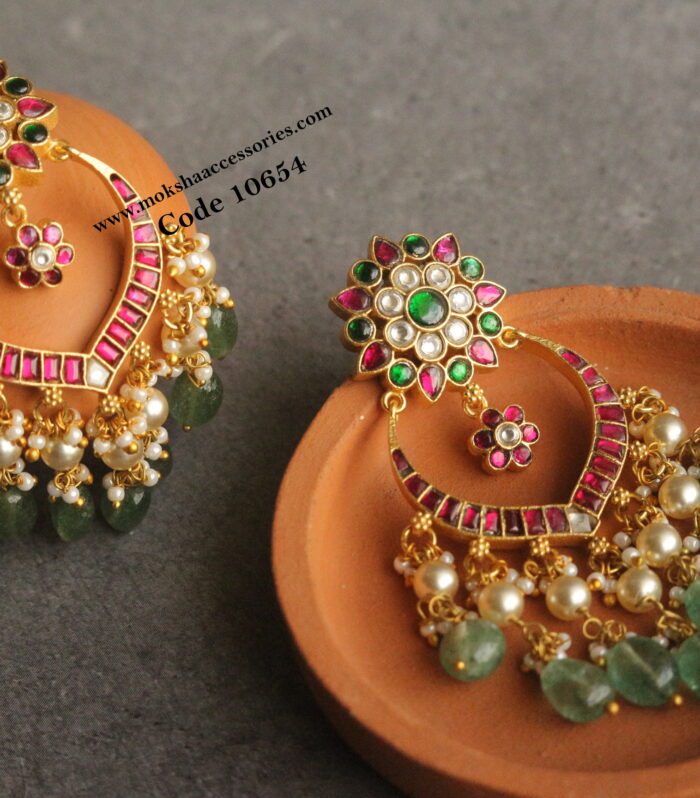 Jadaukundan chandbali earrings
