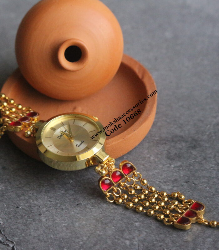 Jadaukundan watch with adjustable rings