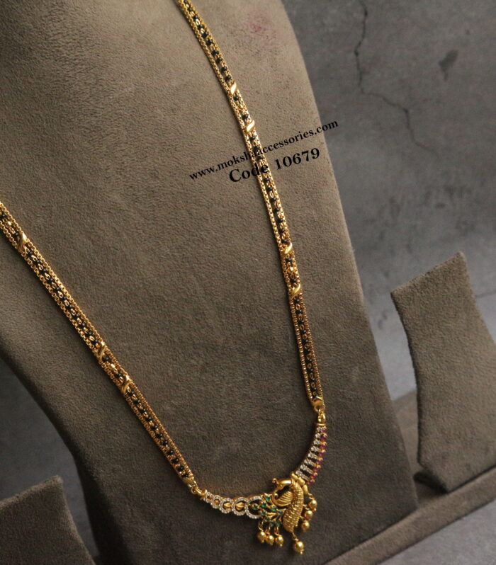 Black beads with nakshi pendant