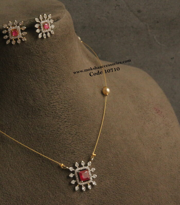 Invisible chain with cz pendant set