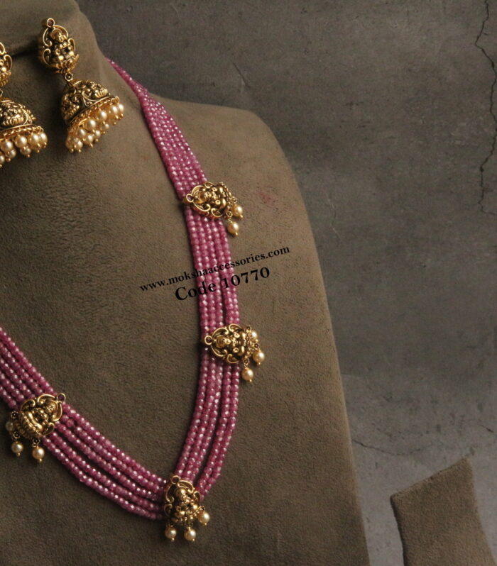 Nakshi pendant set with real cz beads