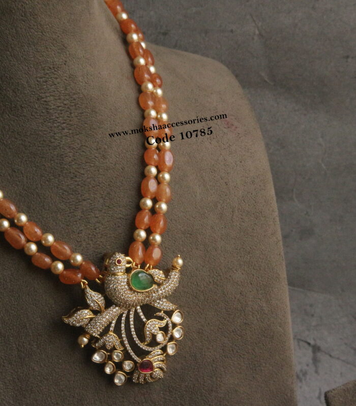 CZ pendant with onyx beads and sarvsoki pearls