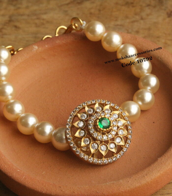 CZ pearl bracelet with adjustable rings