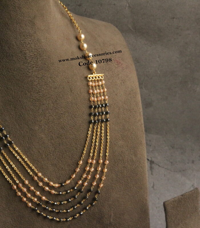 Real cz beads with gold chain