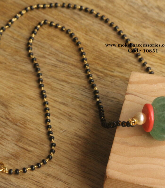 Real russian emerald with corals and black beads
