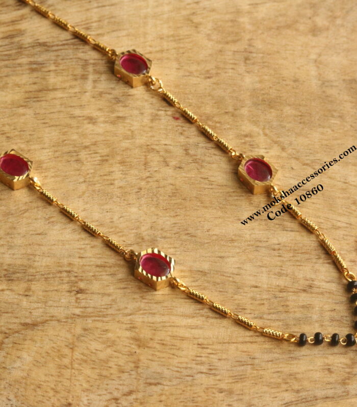 CZ pendants gold chain with black beads