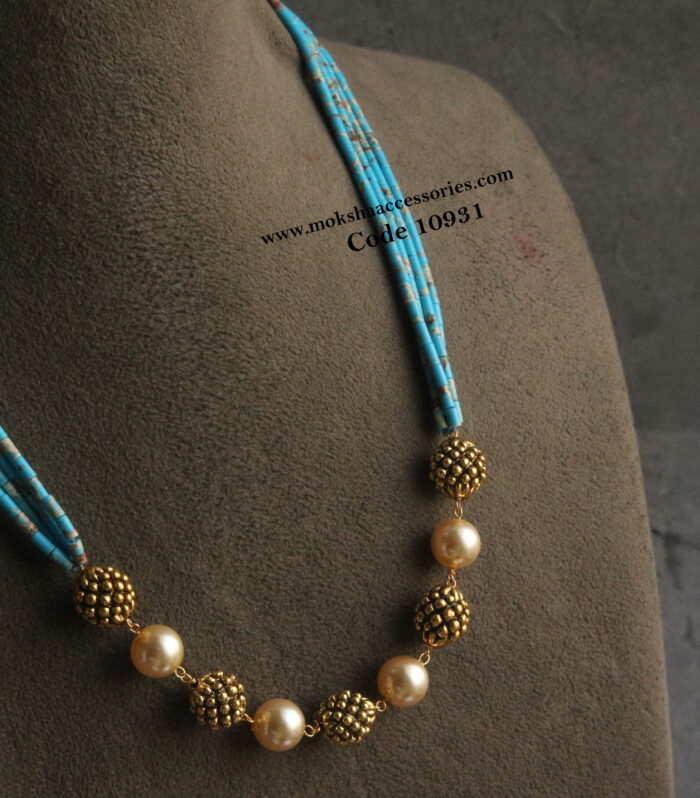 Nakshi gold balls with pipe beads