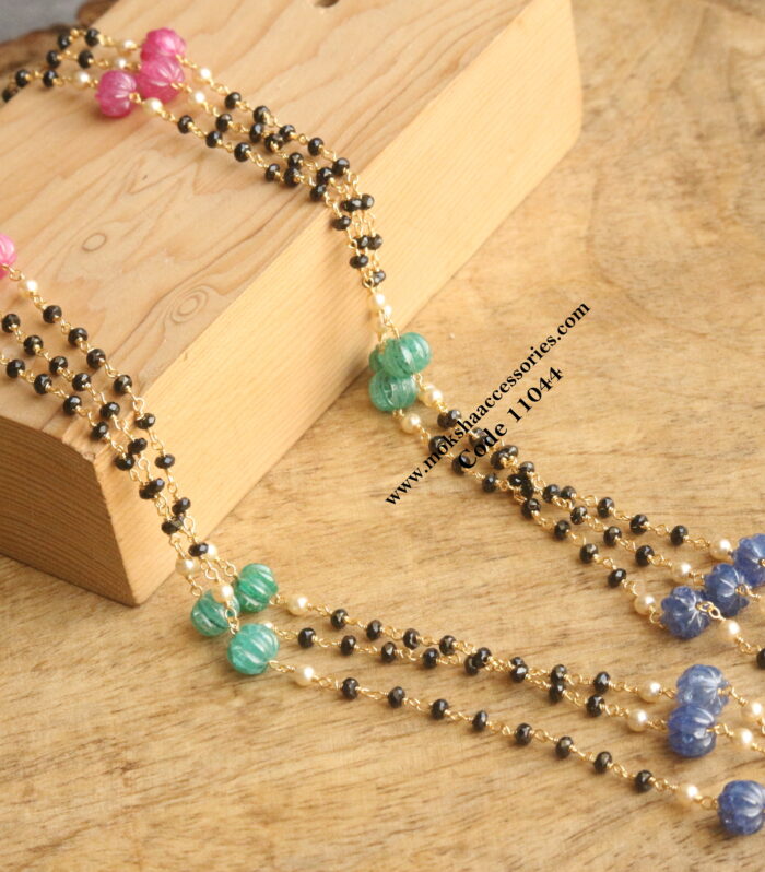 Black beads with real pumpkin beads