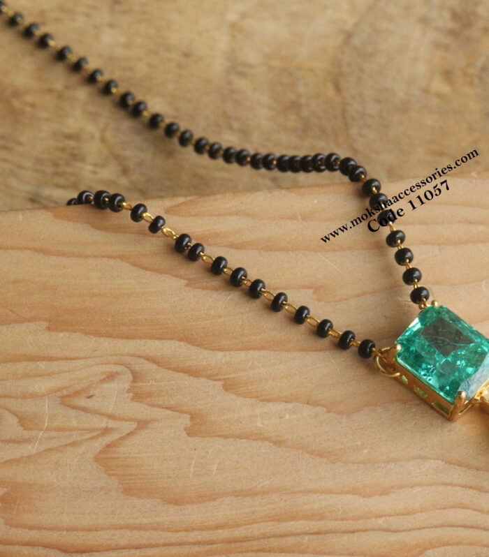 Russian stone pendant with black beads