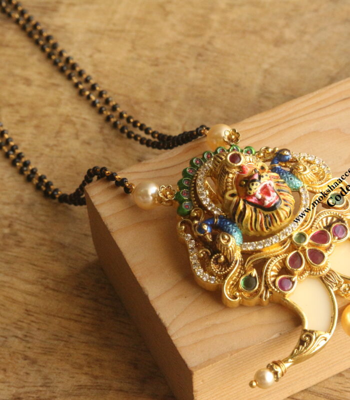 Narsimhaswamy pendant with black beads