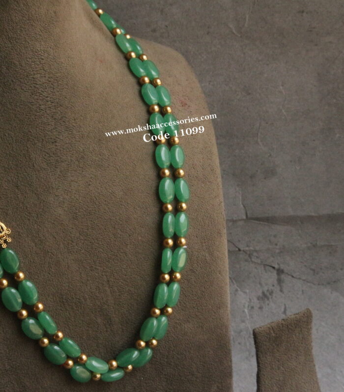 Nakshi lakshmi pendants with onyx beads and gold sarvoski pearl haram