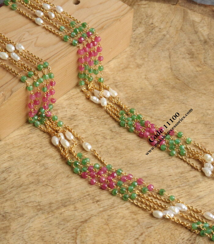 Real cz beads and real pearl mala