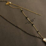 Real Pearl Shell Pendant with Gold Chain and Black Beads with Adjustable Chain