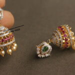 Gj and Pota Ruby Stone Jhumki
