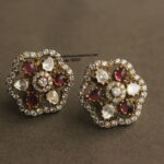 Mozonite and Ruby Stone Studs with Back Screw