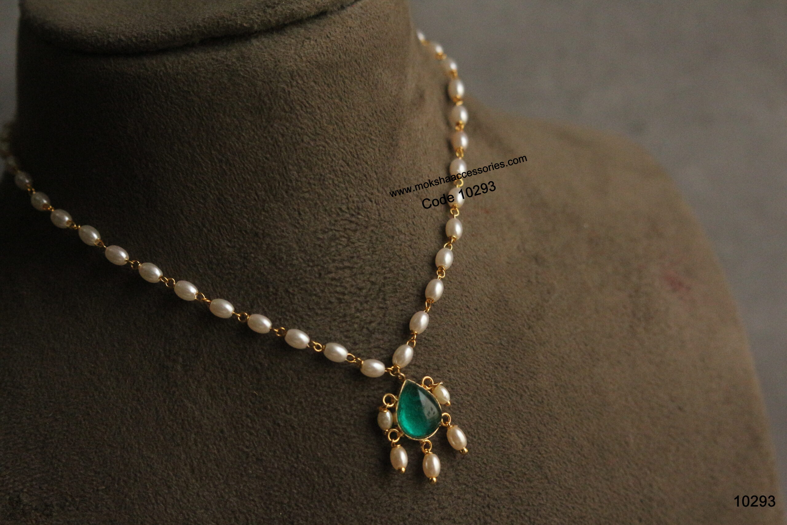 10293-scaled-1.jpg CZ Pendant with Rice Pearl Chain - Image 1