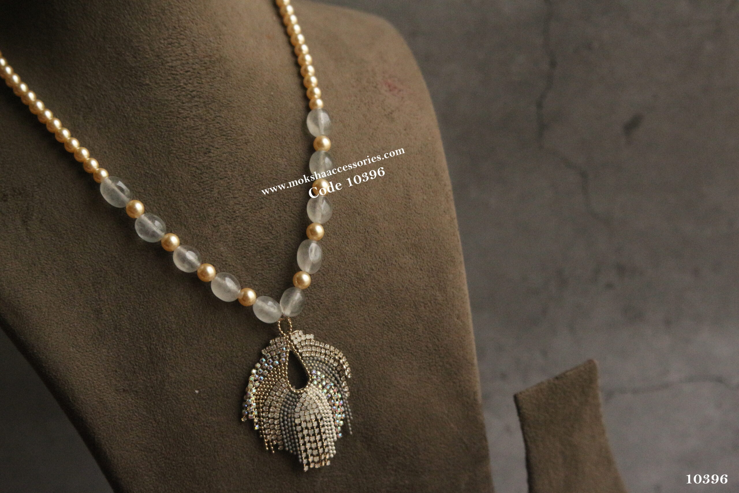 10396-scaled-1.jpg Beaded Stone Pendant with Swarovski Pearls and Onyx Beads - Image 1