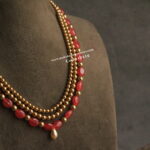 Gold Swarovski Pearls and Onyx Pink Beads Mala