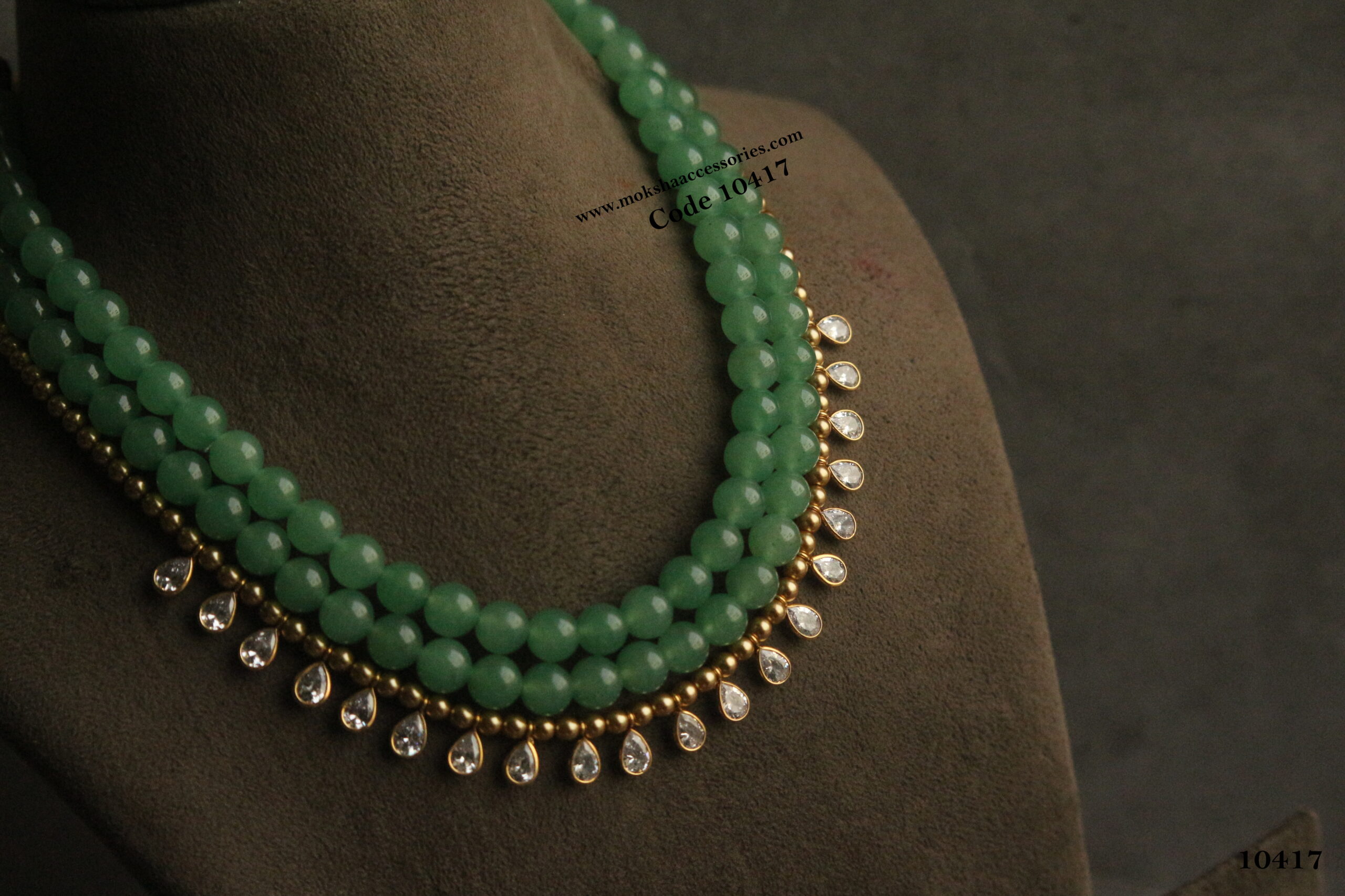10417-scaled-1.jpg Natural Emerald , Swarovski Pearls and Polki Drops - Image 1