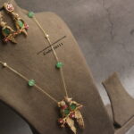 Bird CZ Pendant Set with Gold Chain and Pumpkin Beads