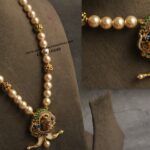 Nakshi Narshimhaswamy Enamel Pendant with Nakshi Balls and Swarovski Pearls Haram