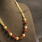 Nakshi Coral Balls and Yellow Pipe Beads and Pearls Mala