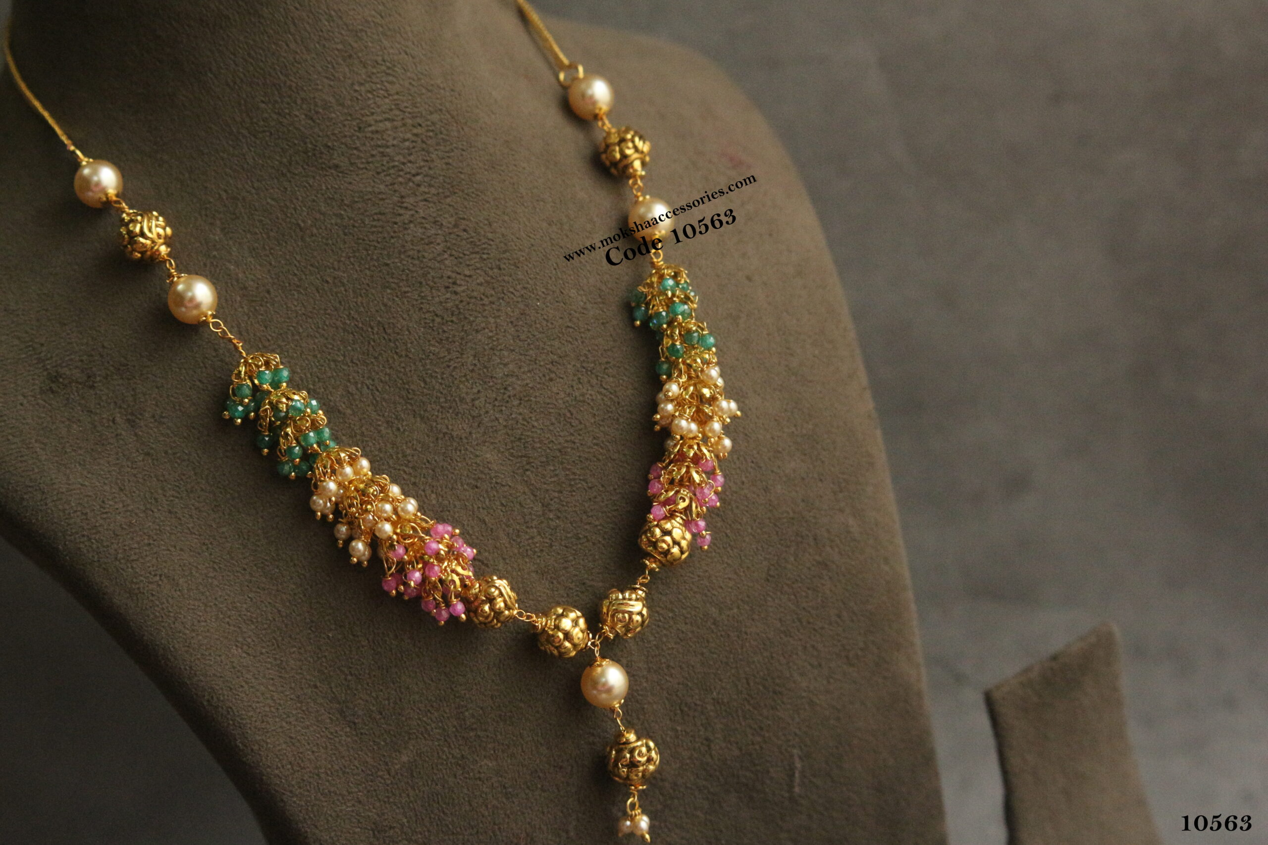 10563-scaled-1.jpg Multicolor CZ Beads with Swarovski Pearls and Nakshi Gold Balls - Image 1