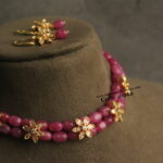 CZ Flower Pendants with Onyx Beads and Earrings with CZ Flowers