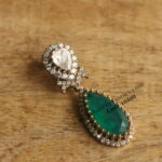Mozonite and CZ Stone Pendant with Back Open Hook