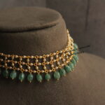 Swarovski Pearl Choker with Emerald Drops