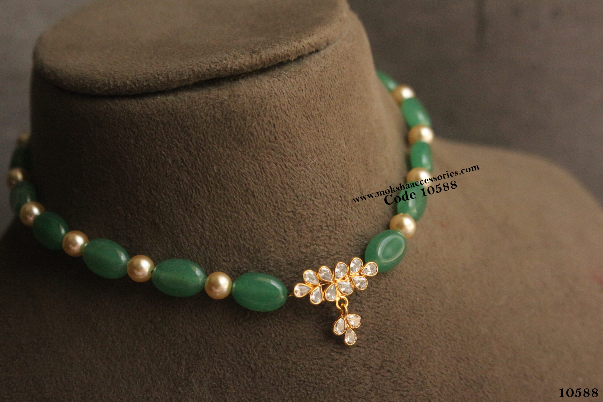 10588-scaled-1.jpg CZ Pendant with Ruby and Swarovski Pearl Choker - Image 1
