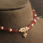 CZ Pendant with Ruby Carving Beads and Swarovski Pearl Choker