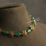 CZ Flower Pendants with Onyx Beads Choker