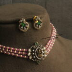 Victorian Pendant Set Choker with Real CZ Beads and Swarovski Pearls