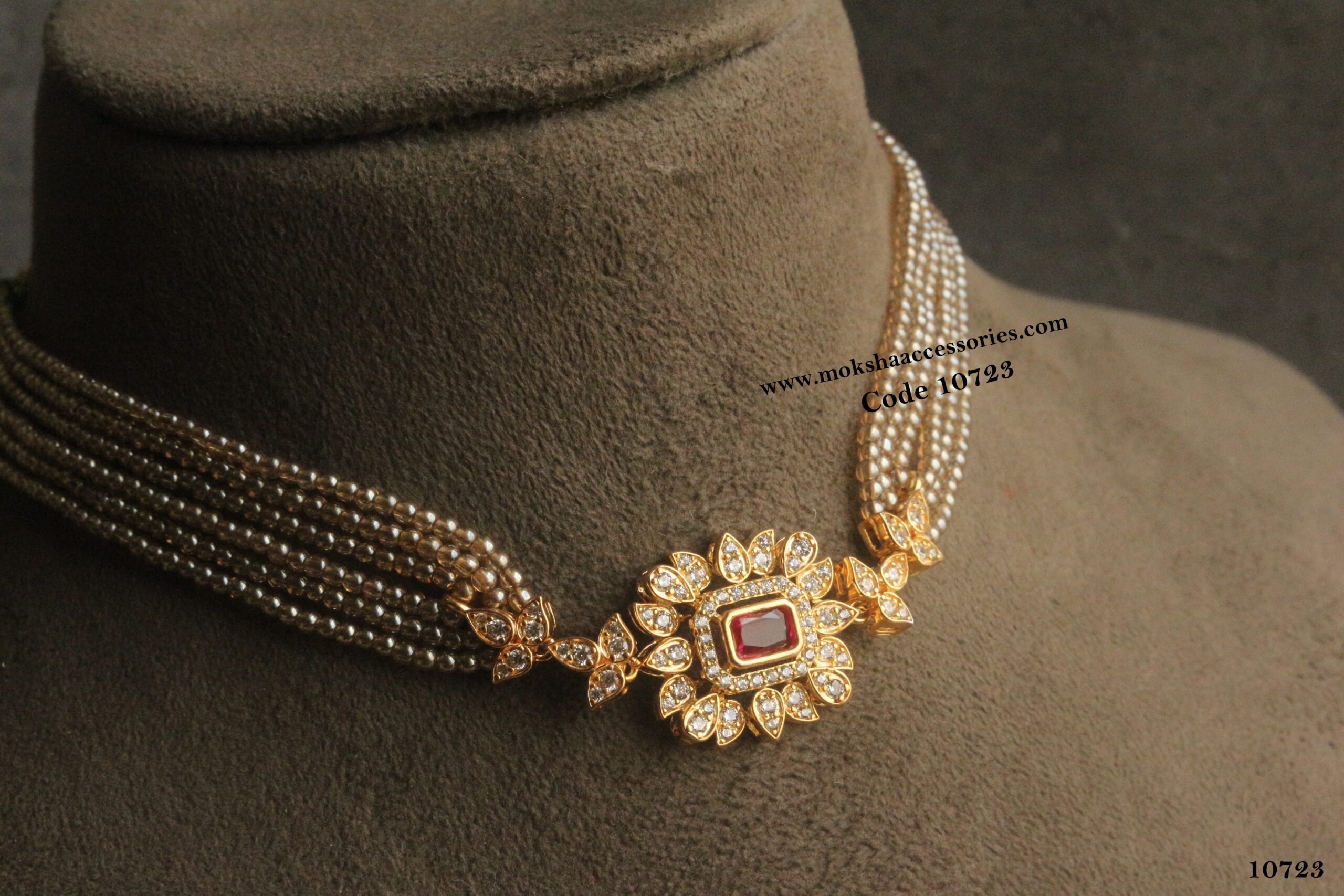 10723-scaled-1.jpg CZ Pendant with Onyx Gold Beads - Image 1