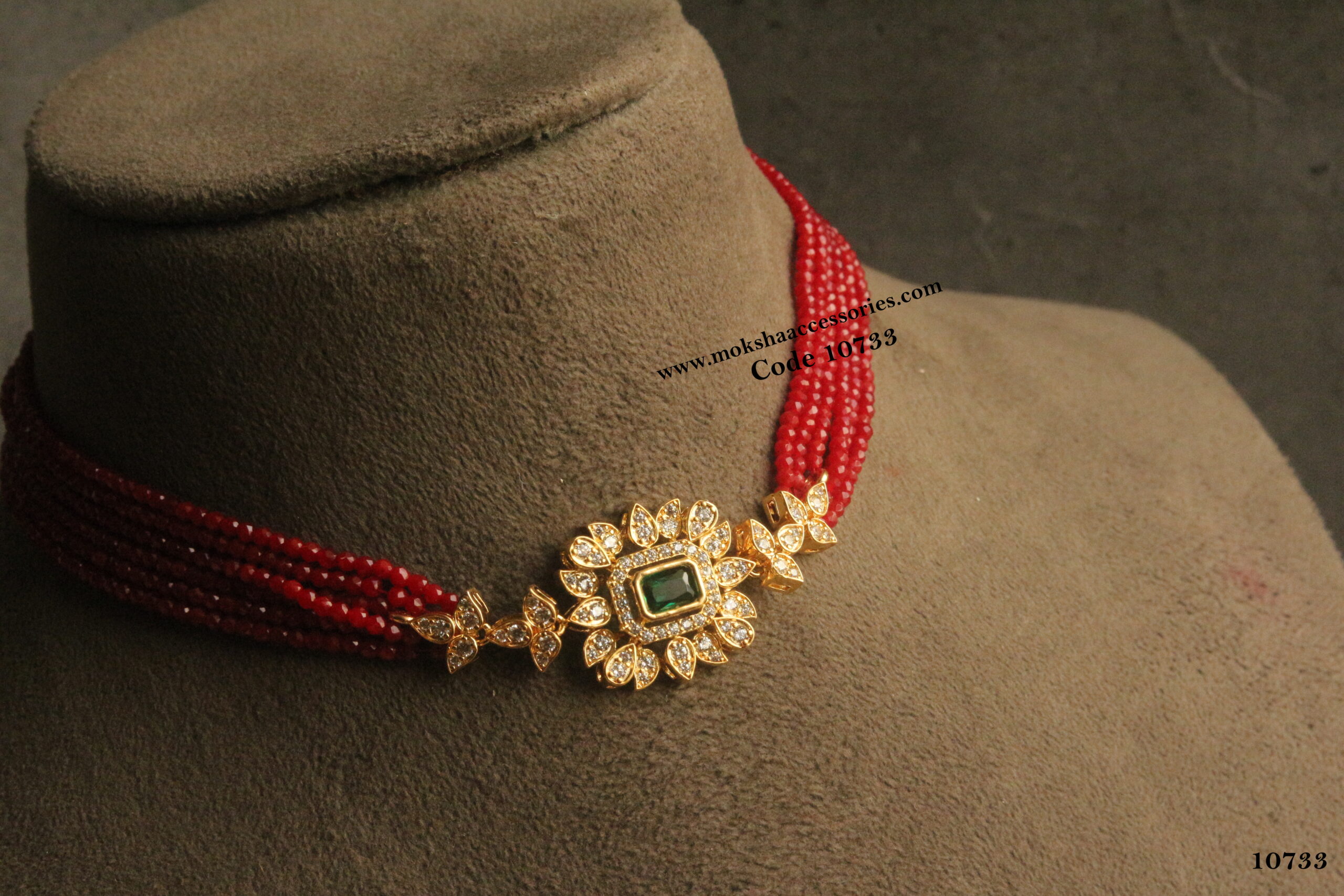 10733-scaled-1.jpg CZ Pendant with CZ Red Beads - Image 1