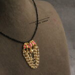 Black Beads with Jadaukundan Pendants and Pearl Chain