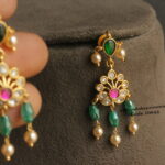 Jadaukundan Earrings with Real CZ Chrush Beads