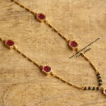 CZ Pendants Gold Chain with Black Beads