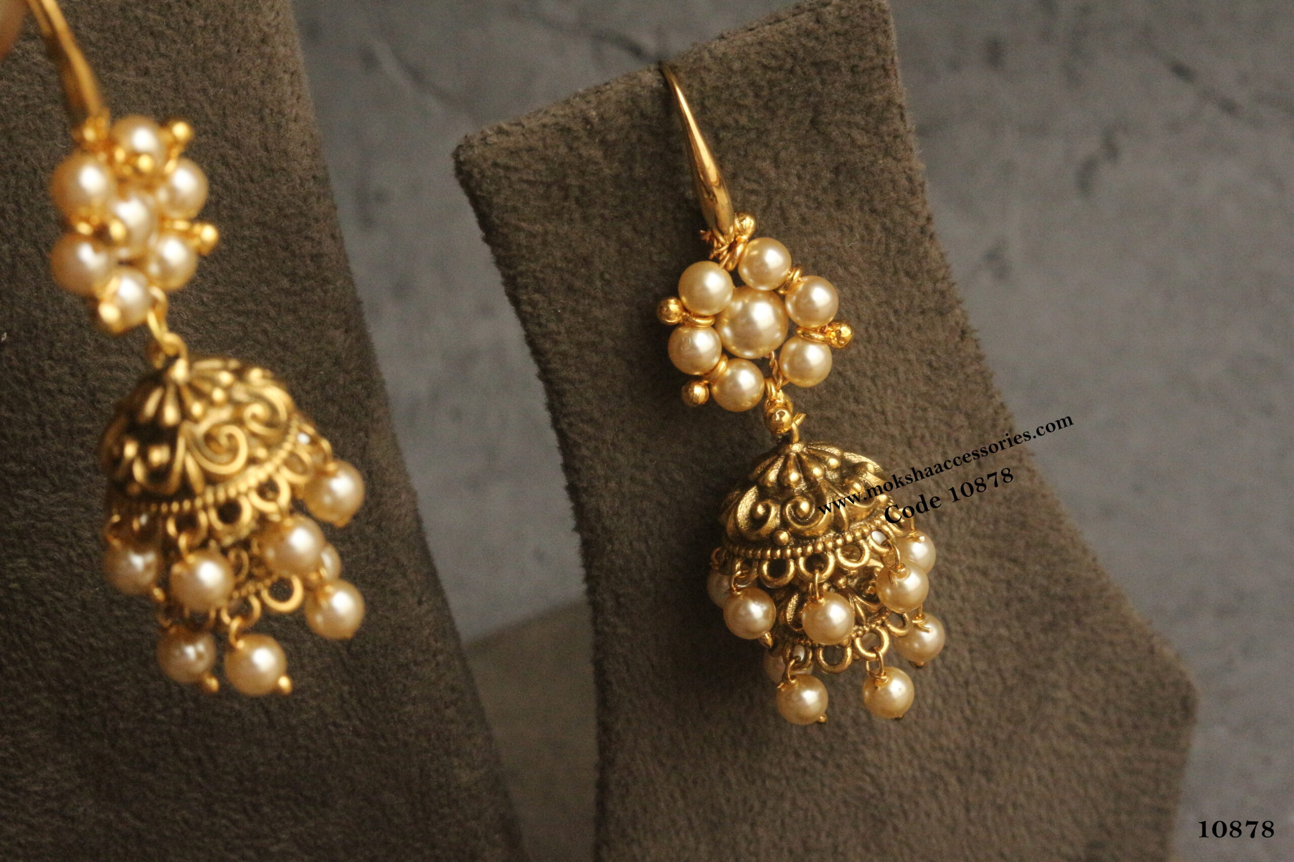 10878-scaled-1.jpg Nakshi Jhumki with Swarovski Pearls - Image 1