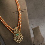 Mozonite Stone Pendant with Onyx Beads and Swarovski Pearls