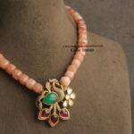 Peacock CZ and Mozonite Stone Pendant with Real Onyz Beads