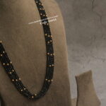 Black Beads with Gold Swarovski Pearl Mala
